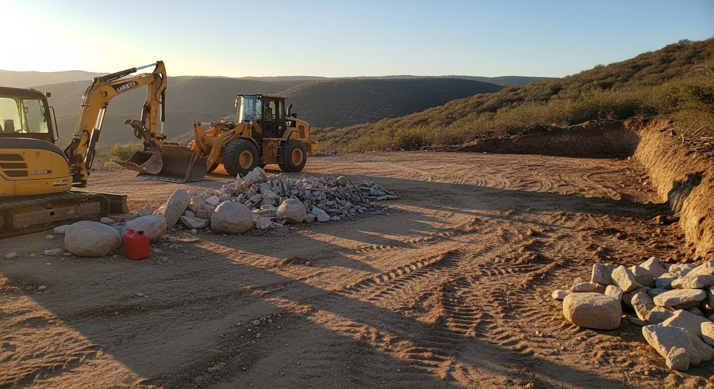 Heavy equipment removing demolition debris from residential property