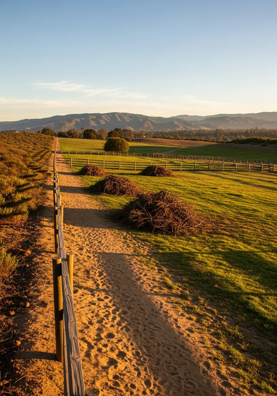 Equestrian ranch property in Bonsall with cleared defensible space and maintained grounds