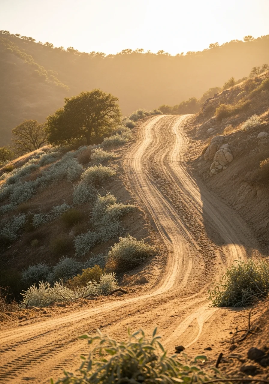 Mediterranean landscape with dry brush and chaparral terrain typical of Fallbrook